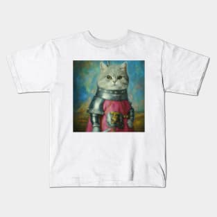 The Purring Knight of Justice Vintage Painting Kids T-Shirt